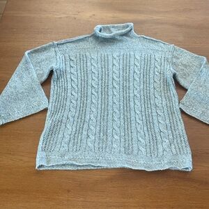 a.n.a. Super Soft Cable Knit Gray, Sweater, 3/4 Sleeves, Roll Collar, Size XS